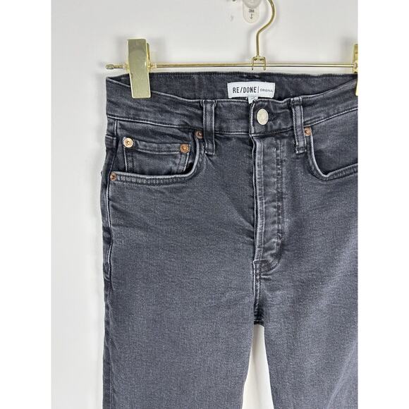 RE/DONE Originals Stove Pipe High-rise Raw Hem Jeans in Black Size 25 - Picture 2 of 11